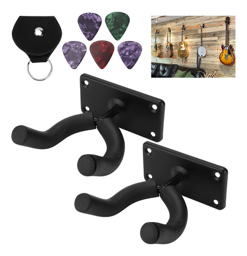 2 Piezas Gancho Soporte De Pared Para Guitarra Y Regalo