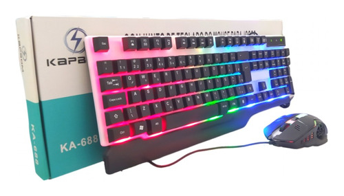 Kit Teclado E Mouse Rgb Ka-688 Confortável Resistente Agua 