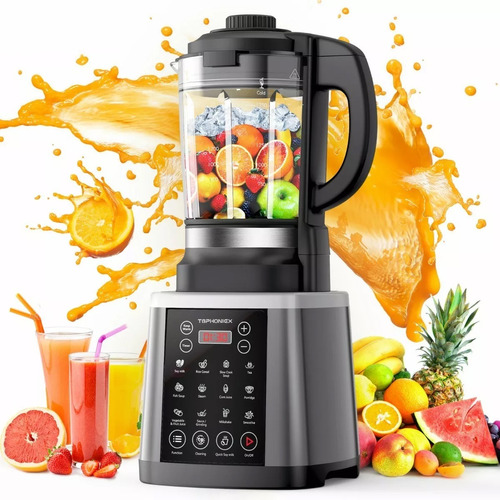 Licuadora Tophoenix Professional Blender 1000 BA01 negra con vaso de vidrio 110V - Incluye 1 accesorios