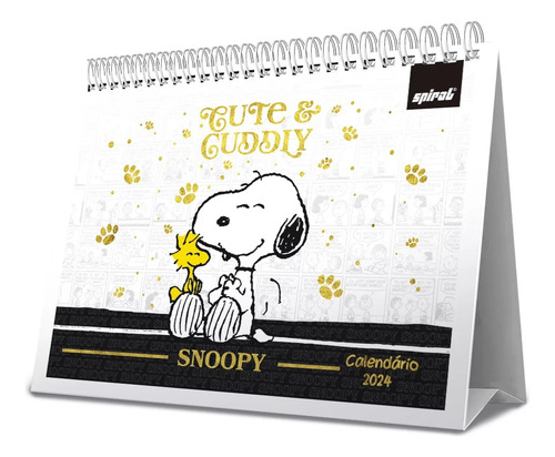 Calendário 2024 De Mesa Snoopy Spiral Escritório Pessoal