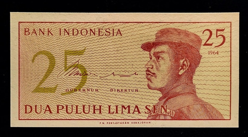 Indonesia 25 Sen 1964 Sin Circular Pick 93a