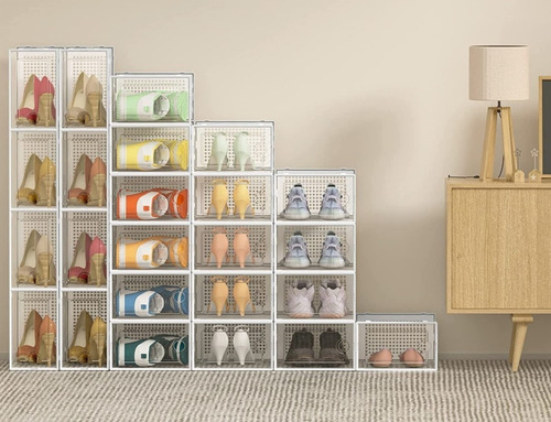 Imagen 3 de 7 de Caja Organizadora De Zapatos Set X4 Unidade Apilables Firmes