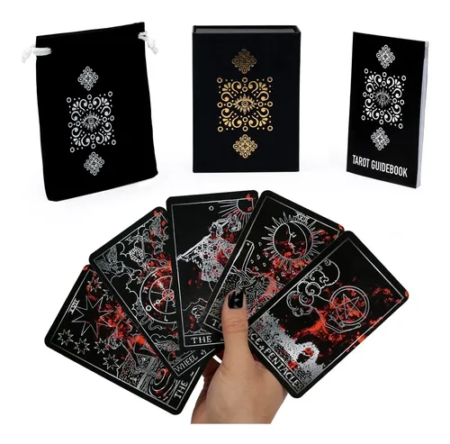 Mazo De Tarot Con Guía Y Caja 78 Cartas Brillo Fuego Negro | Meses sin ...