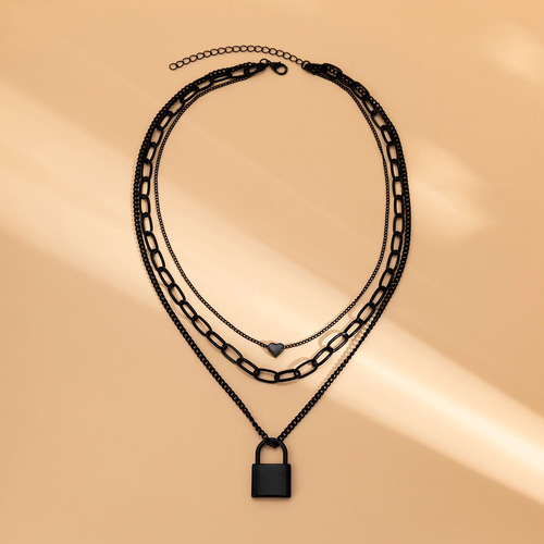 Collar De Cadena Con Colgante Goth Lock Para Mujer, Joyería
