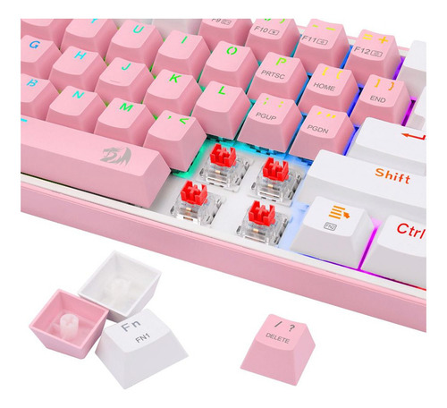 Teclado Redragon Fizz Pro K616-rgb Rosa/blanco Español Gamer Color Del Teclado Rosa Idioma Español Latinoamérica