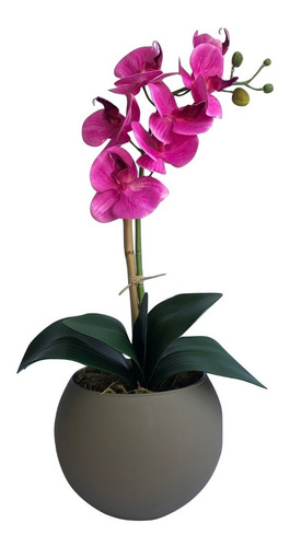Arranjo De Orquídea Rosa Pink Artificial No Vaso M Fendi | Frete grátis