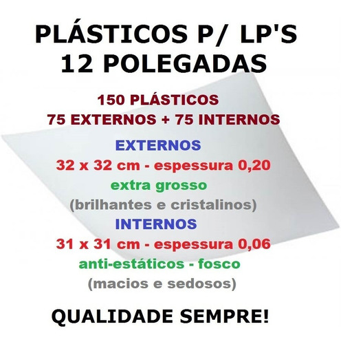 150 Plásticos Lp Vinil - 75 Extra Grosso 0,20 + 75 Internos