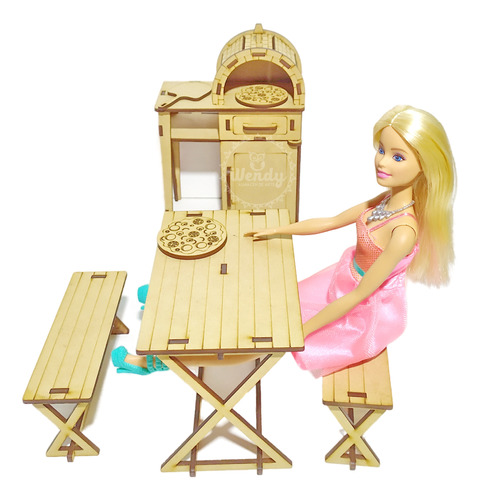 Muebles Muñecas Barbie Fibrofacil Horno Pizza Juego Jardin