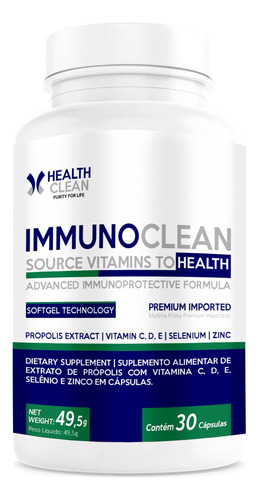 Immunoclean Multivitaminico 30 Capsulas - Health Clean Sabor Sem Sabor