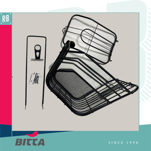 Canasto Delantero Bitta Para Bicicleta Eléctrica o Paseo – Cesto Reforzado de Malla Metálica Negra – Soporte Resistente, Ideal para e-Bikes, Cómodo y Seguro para Cargas Ligeras o Bolsos