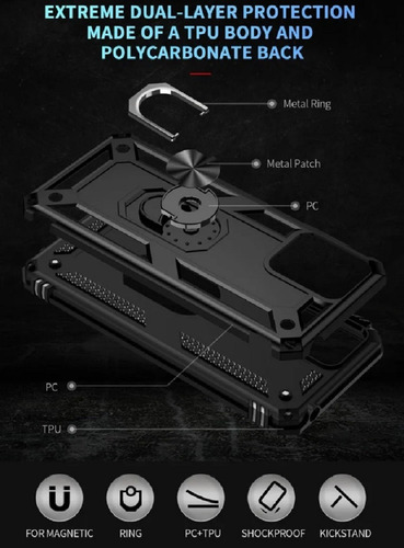 Funda Moto G14 Case Rudo C/anillo + 2 Micas Cristal + Regalo