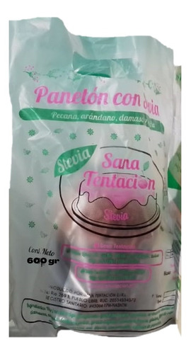 Panetón Integral Con Stevia Y Frutos Secos En Bolsa X 600 Gr