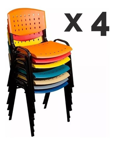 Pack X 4 Sillas Fijas Apilables
