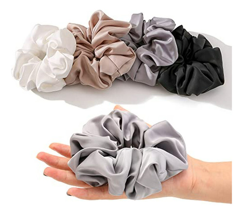 4 Piezas De Grandes Scrunchies De Seda Satinada Para Mujeres