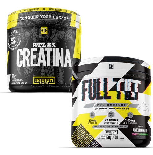 Kit Pré Treino Full Tilt + Atlas Creatina 90g Sabor Pink Lemonade