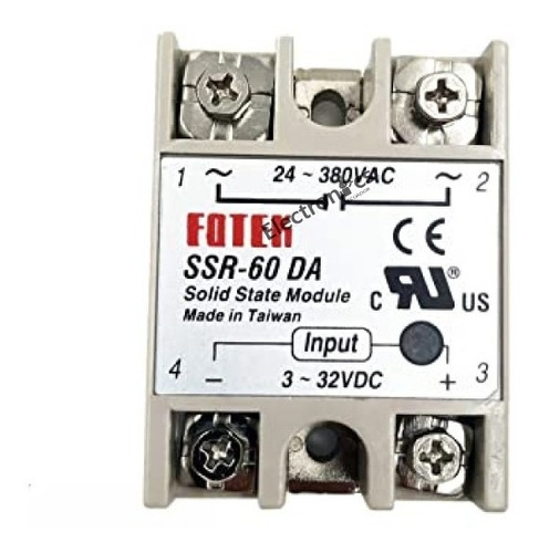 Ssr 60a Rele De Estado Solido 3-32vdc 24-380vac Electronics 