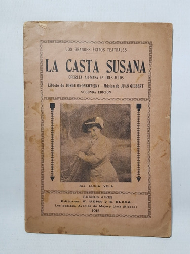 La Casta Susana Obra Teatro Alemán 3 Actos 1912 Mag 57644