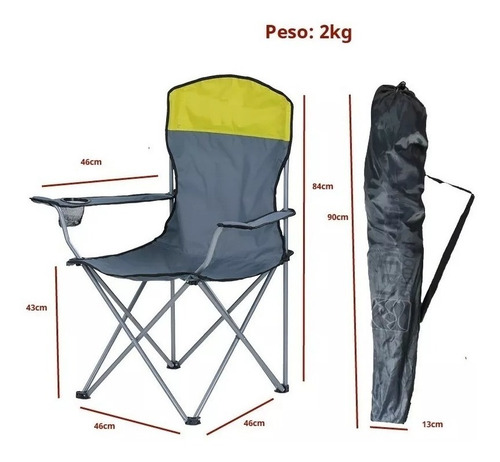 Imagen 3 de 7 de Sillon Director Plegable Camping + Funda + Porta Vaso