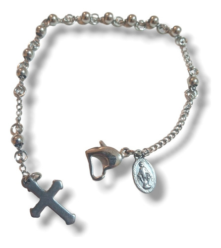 Pulsera Virgen Milagrosa En Acero Quirúrgico 316l 17cm