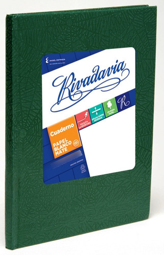 Cuaderno Rivadavia Tapa Dura X100 Hojas Rayadas Verde