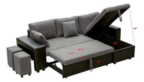 Biadnbz Sofá Modular Convertible De 92.5 Pulgadas De Lino En