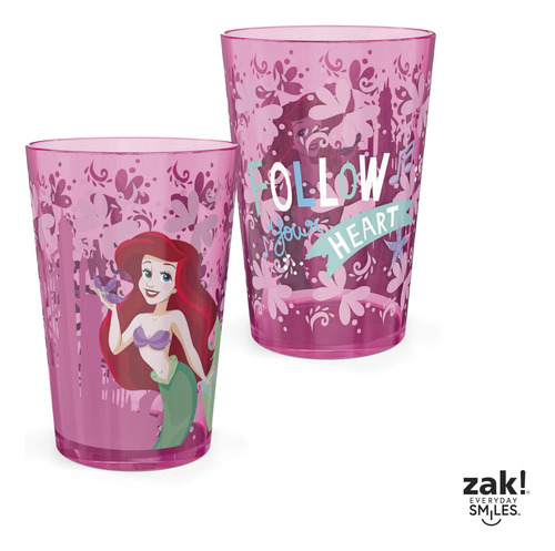 Set De Vasos Zak Designs Disney Princess, 430 Ml, Para Niños