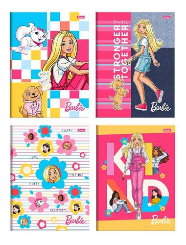 Kit 10 Cadernos Barbie Portal Escolar Costurado Com Pauta
