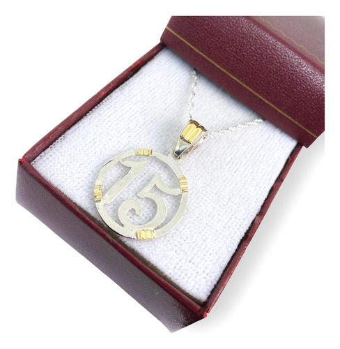 Imagen 6 de 10 de Cadena Con Dije 15 Años Plata Y Oro (d072)