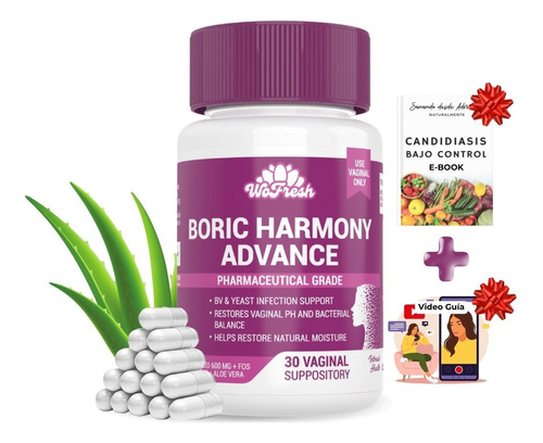 Óvulos Acido Bórico Con Prebioticos Y Aloe Vera 800mg Vaginales Wofresh 100% Puro Americano