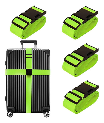 Timotech Set De 4 Correas De Equipaje Para Maletas Ajustable Color Verde