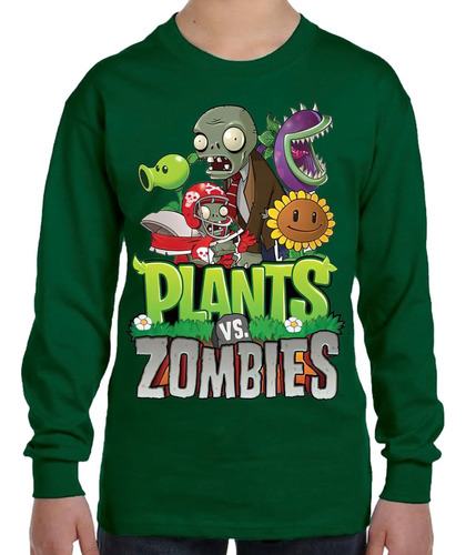 Remera Camiseta Manga Larga Plantas Vs Zombies 
