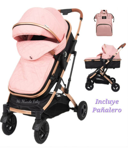 Coche De Lujo Para Bebe Moises Niño Y Niña Babykits 2020 Color Rosa Color del chasis Negro