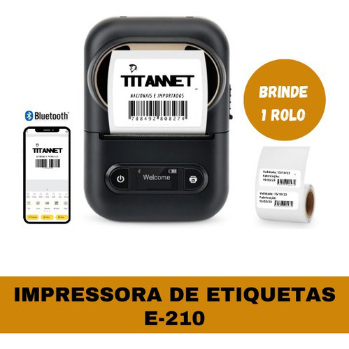 Impressora De Etiquetas Bluetooth Para Android E Ios Cor Preto