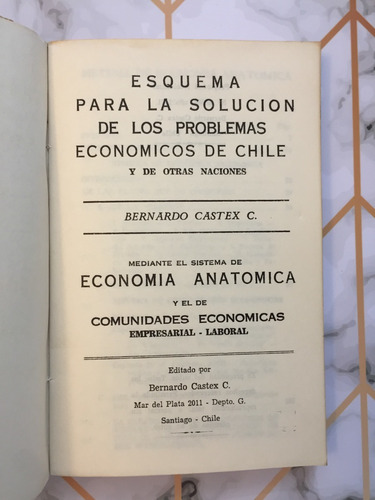 Esquema Para La Solución De Los Problemas Económicos De Chil (Usado)