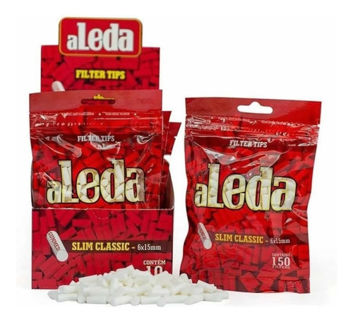 Caixa De Filtro Aleda Vermelho Slim Classic - 10 Bags Sabor Sem sabor