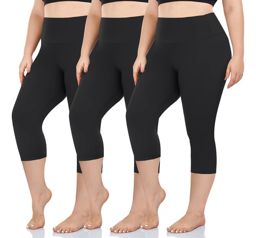 Groteen Paquete De 3 Leggings Capri De Talla Grande Para Muj