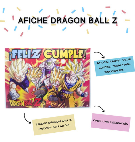 Afiche Dragon Ball Z Cumpleaños Infantil Cartel