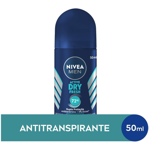 Desodorante Roll On Masculino Active Dry 50ml Nivea Men Fragrância Lavanda