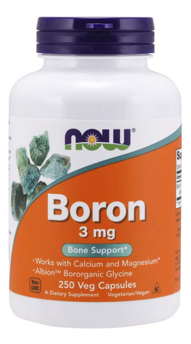 Boron 3 Mg 250 Cápsulas Vegetales Now
