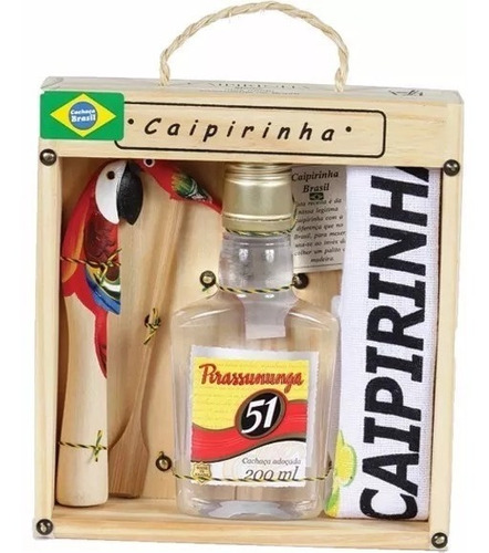 Kit Caipirinha Cachaça Caixa Souvenir Artesanato Do Brasil