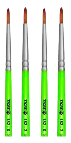 Kit 4 Tiger Brush Ref 182 4, 6, 8, 12, cerdas redondas de acuarela, color rojo