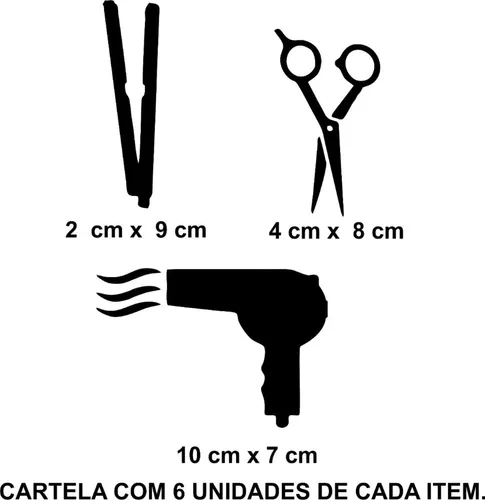 Adesivo Parede Tesoura Chapinha Secador Salão Cabeleireiro