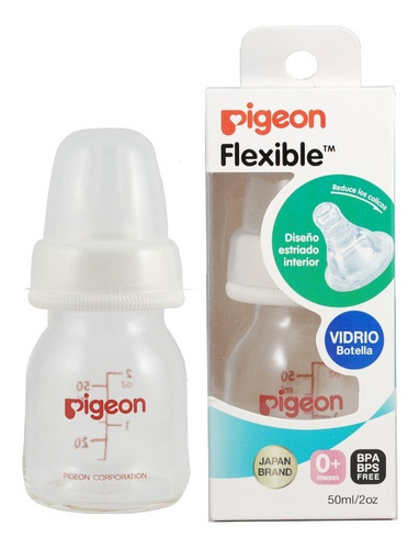 Mamadera Vidrio Pigeon 50 Ml, Reduce Los Cólicos