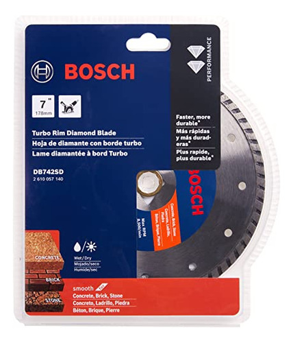 Cuchilla De Diamante Bosch Db742sd Turbo Rim De 7 Pulgadas (