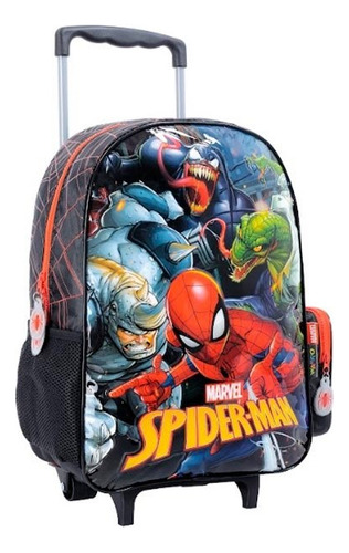 Mochila Con Carrito 16 Escolar Infantil Spiderman Villanos