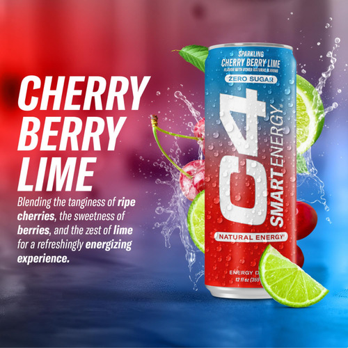 C4 Smart Energy Drink Sin Azúcar Freedom Ice 12 Onzas 12 Uni