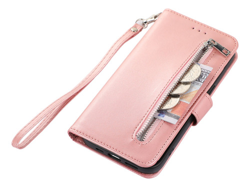 Funda Para Samsung Galaxy A7 2018/ A8 2018/ J4 2018, Funda Tipo Cartera Con Cierre, Correa Para La Muñeca, Función Atril
