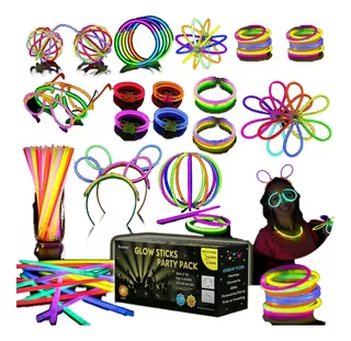 244pz Pulseras Neón Fosforescente Glow Stick Fiestas Eventos