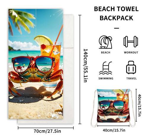 Toalla Extragrande G Beach Towel 2 En 1, Toalla De Fibra Fin