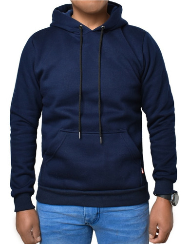 Imagen 2 de 6 de Buzo Canguro Hoodie Clásico Hombre Capucha Frizado Premium